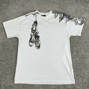 Akademiks Shirt Mens XL White Graphic Shoes Baroque Print Urban Streetwear